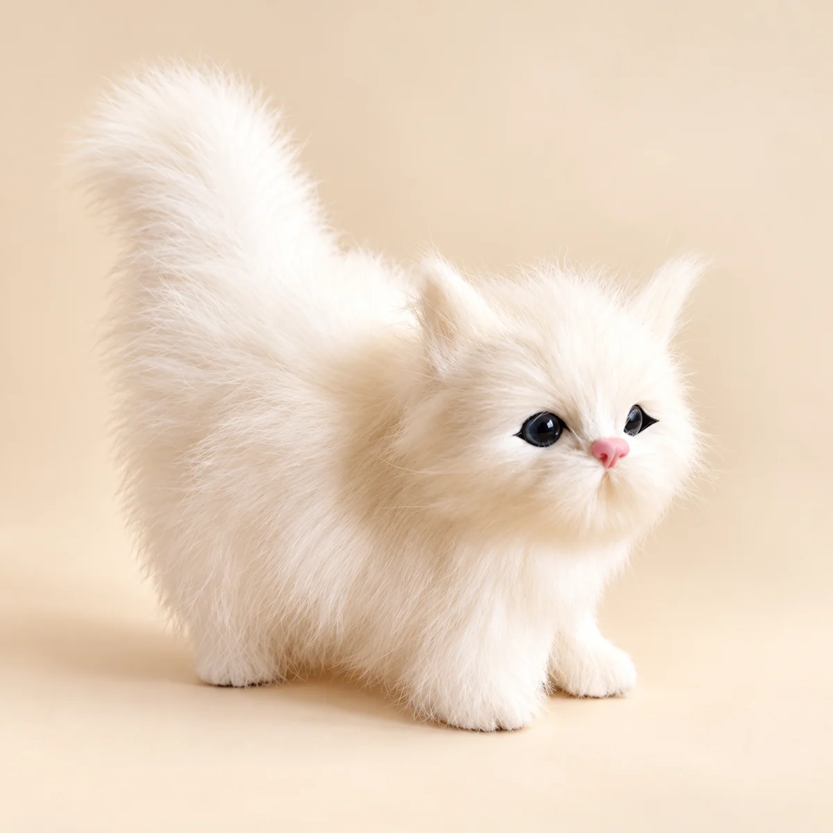 Milo's Little Companion: a white miniature fluffy kitten plush